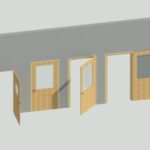 Single door with vision panel revit family (3d rotated & full parameter).rfa