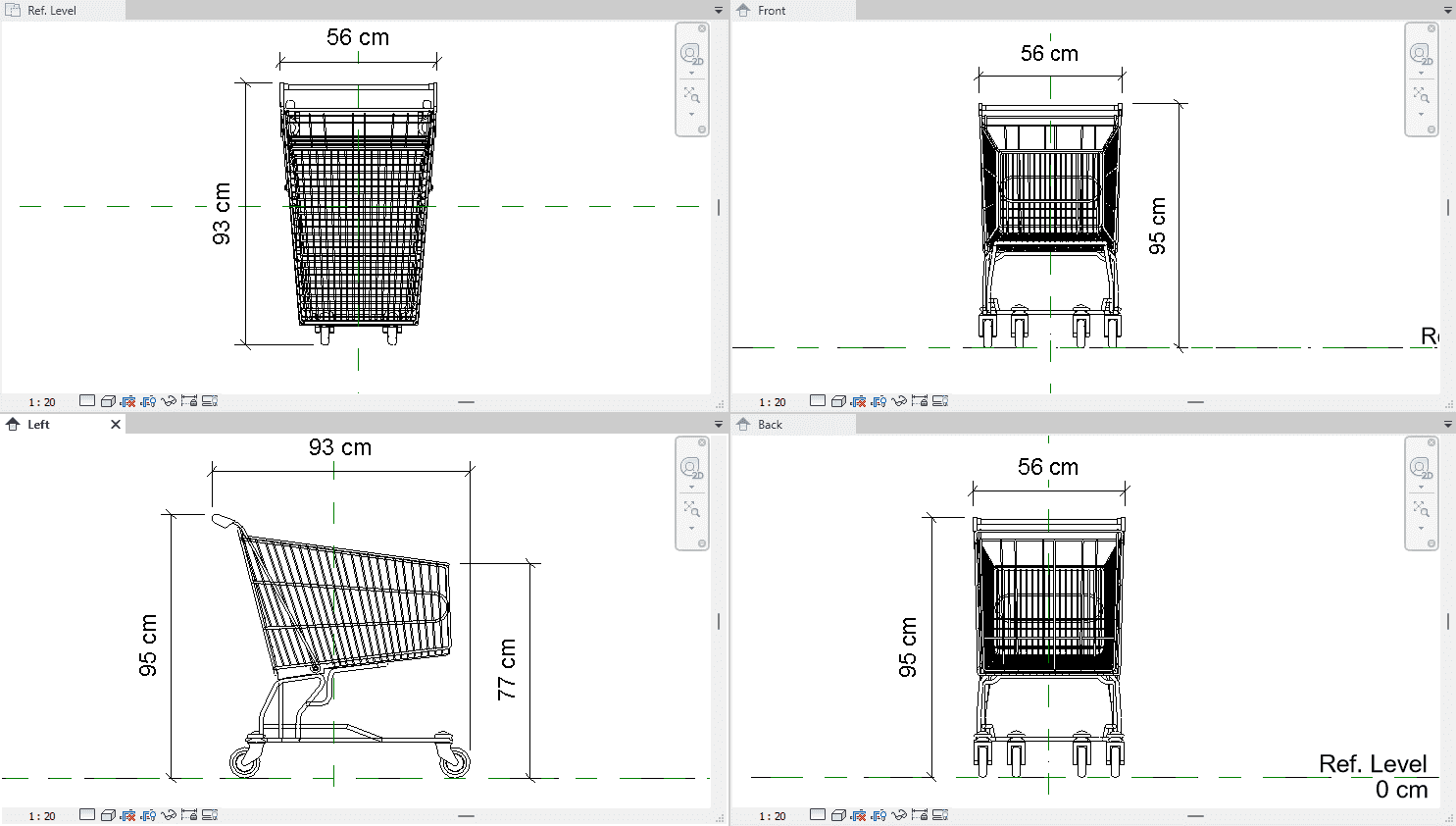 Shopping Cart Revit model for retail space design