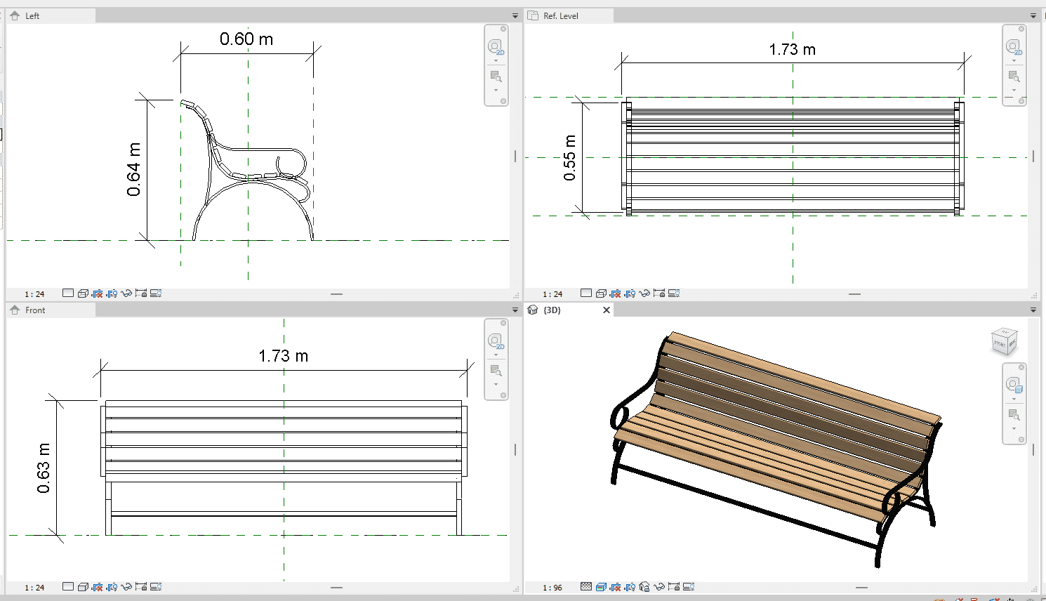 Picnic Garden Chair Revit model for outdoor garden designs.