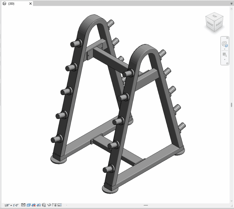 Barbell Storage Rack Revit Family | A-Frame Weight Rack BIM Object