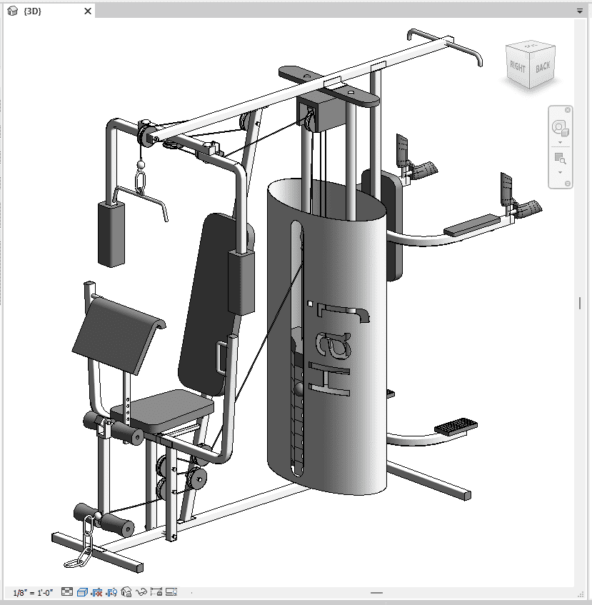 Multi-Gym Machine Revit Family – Full 3D Isometric View