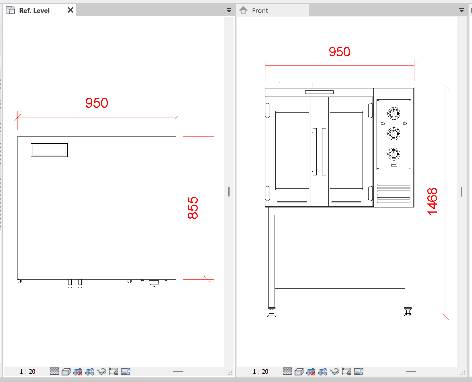 Commercial Convection Oven Revit Family - Restaurant Kitchen Oven on Stand (RFA) - Image 2