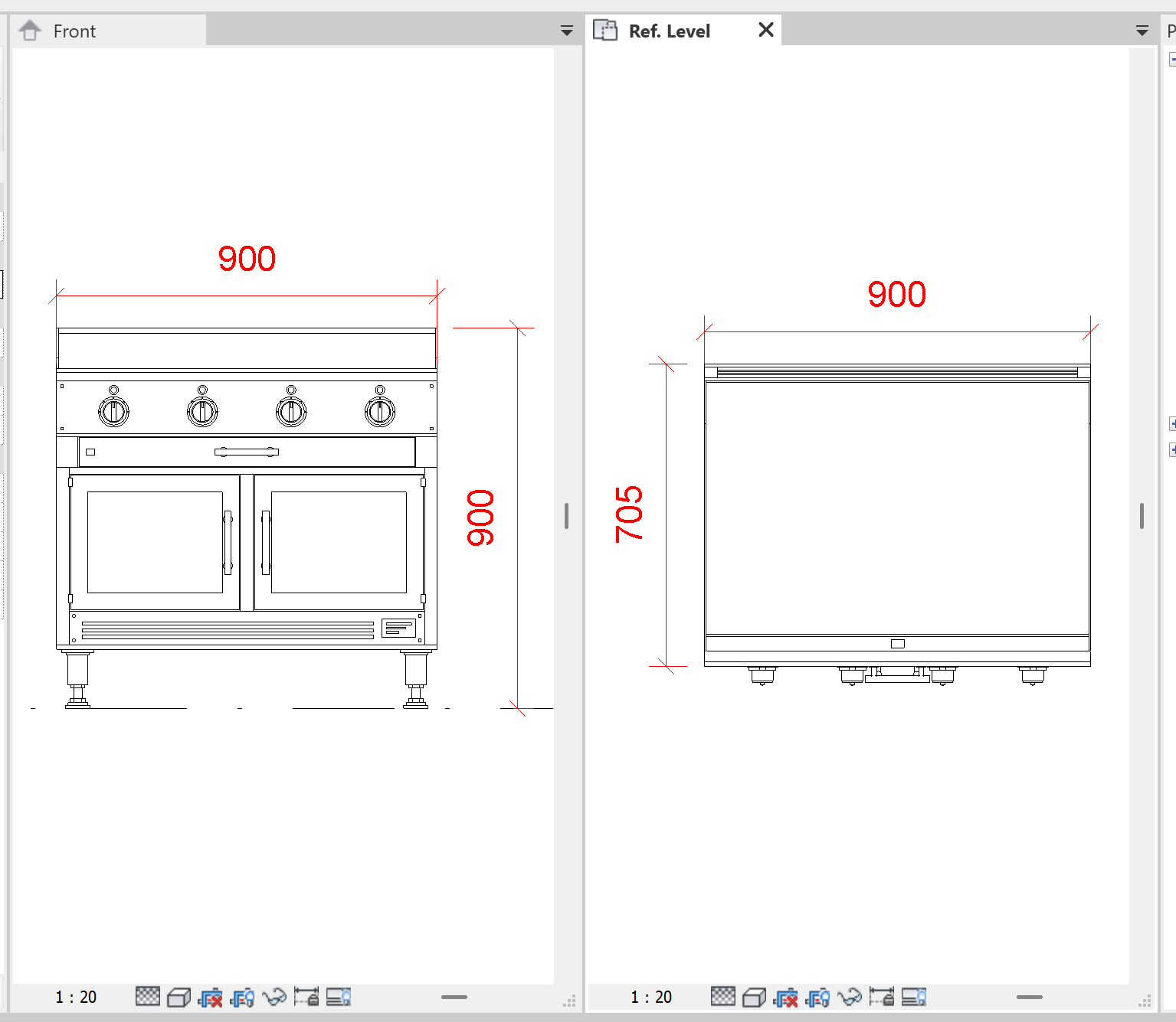 Commercial Griddle Revit Family - Restaurant Flat Top Griddle on Cabinet (RFA) - Image 2