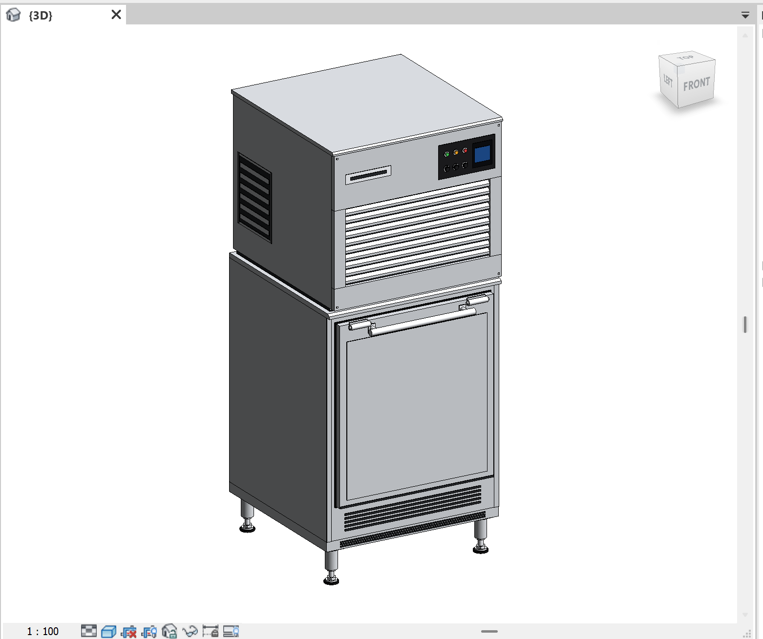 Commercial Ice Machine Revit Family - Ice Maker Head on Storage Bin (RFA)