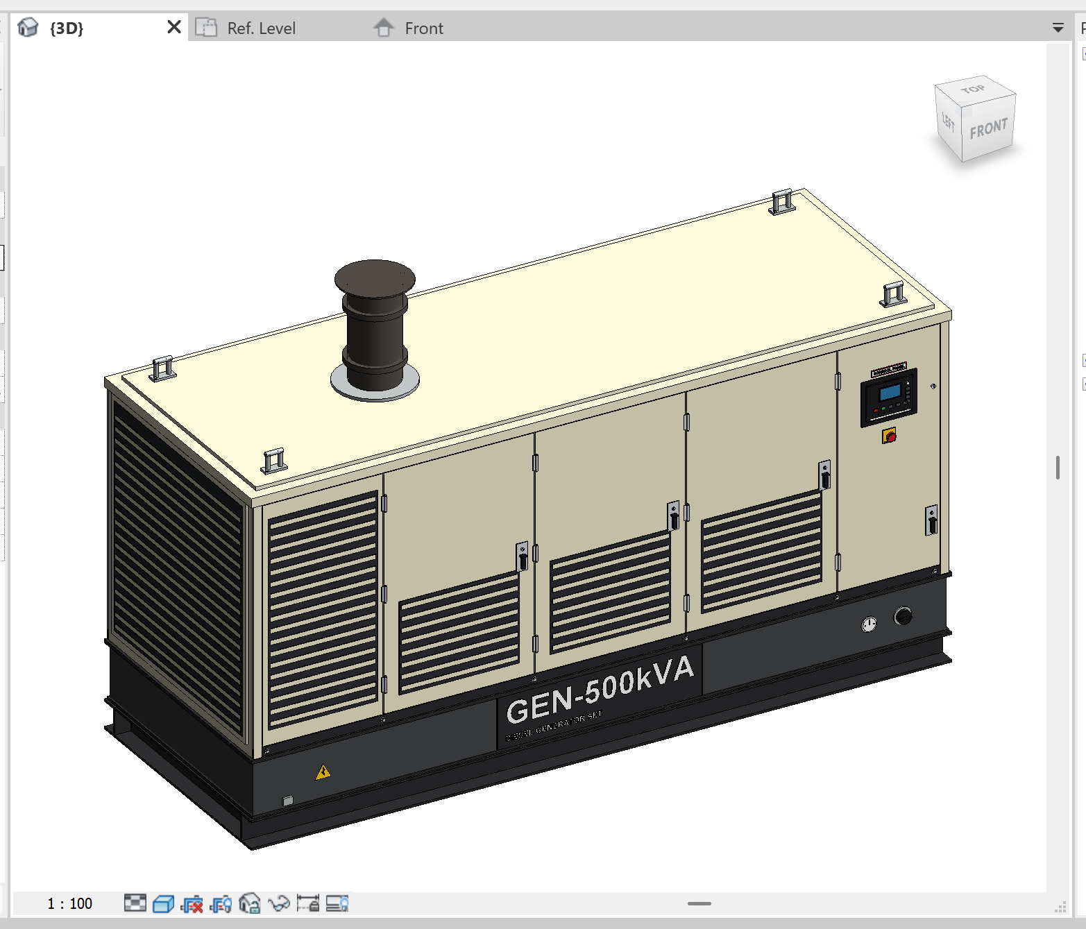 GEN-500kVA Commercial Diesel Generator Revit Family - 500 kVA Genset (RFA)