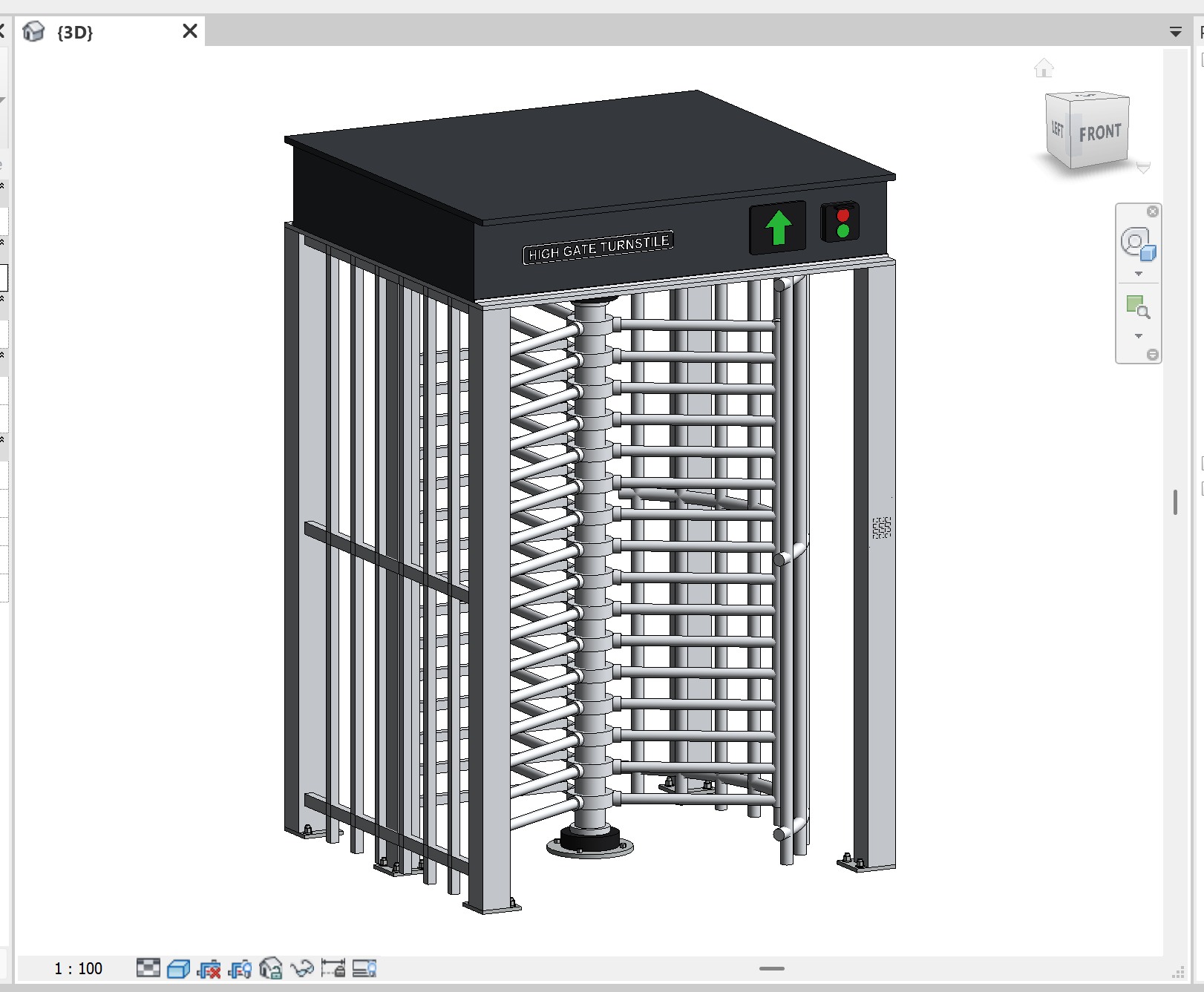 High Gate Turnstile Revit Family - Full Height Security Turnstile (RFA)