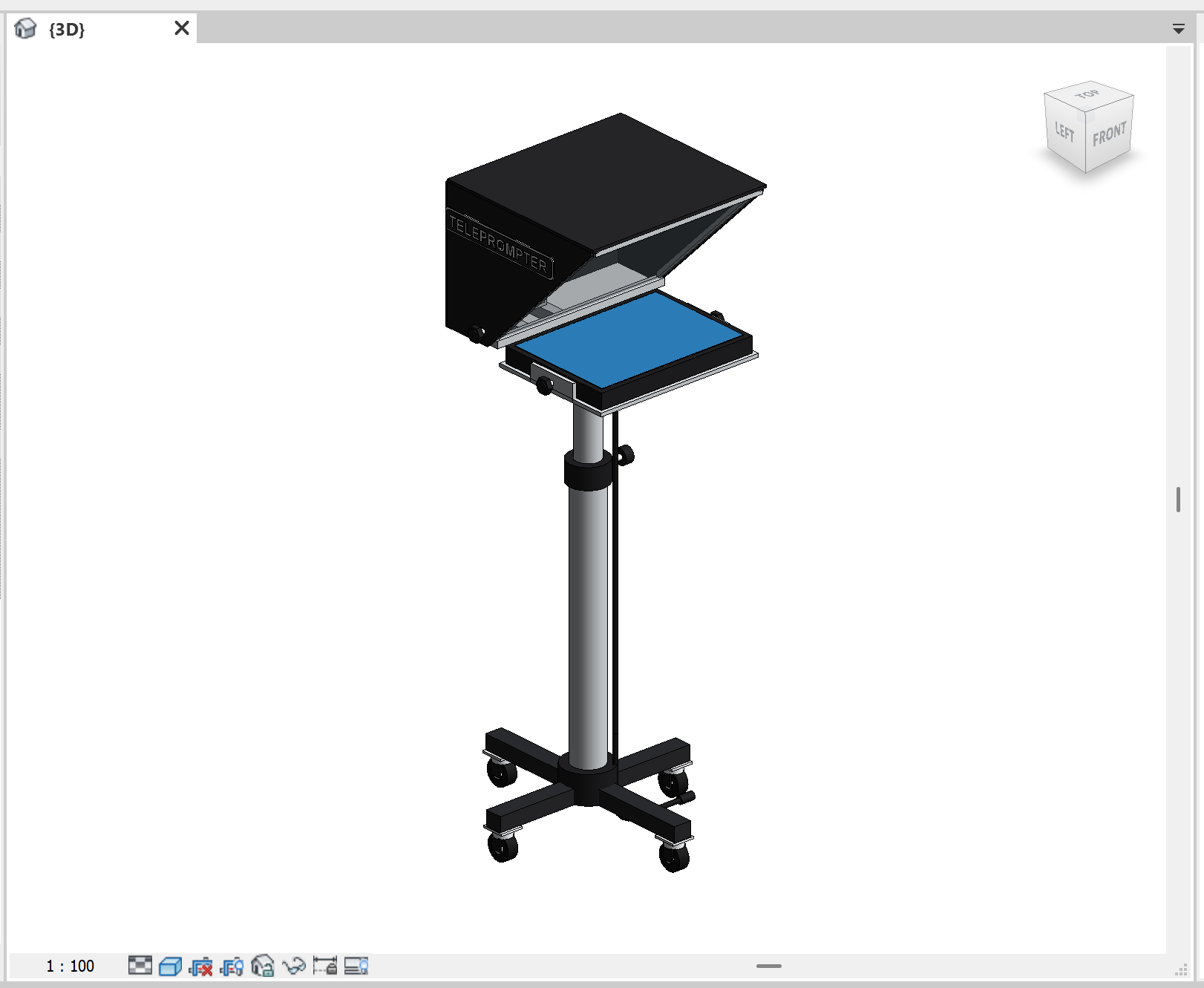 Teleprompter Revit Family - Professional Studio Teleprompter on Stand (RFA)